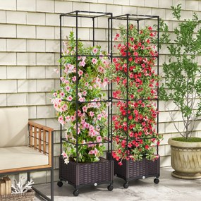 Floreira com treliça 170 cm Sistema de rega automático Rodas Vaso vertical para plantas trepadeiras Flores Vegetais