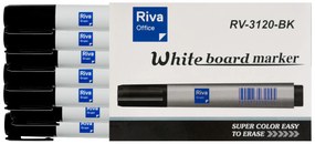 Marcador Quadro Branco RIVA Preto - Pack 10 Unidades