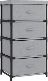 HOMCOM Cómoda para Quarto com 4 Gavetas em Tecido e Estrutura em Aço, para Sala, Escritório ou Closet, Cinzento | Aosom Portugal