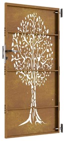 Portão de jardim 85x175 cm aço corten design árvore