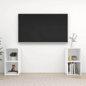 vidaXL Móveis de TV 2 pcs derivados de madeira branco brilhante