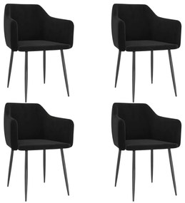 vidaXL Cadeiras de jantar 4 pcs veludo preto