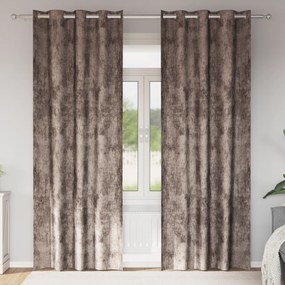 vidaXL Cortinas de Veludo 2 pcs com Ilhós Cappuccino 260x140 cm