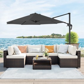 Guarda-sol jardim Ø 3 m com base quadrada (sem pesos) proteção UV até UPF 50+cinzento