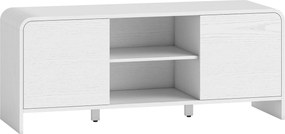 HOMCOM Móvel Tv para Televisores Até 55" com 2 Portas 2 Compartimentos Prateleira Ajustável 110x35x45cm Branco | Aosom Portugal