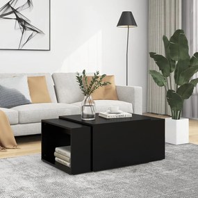 vidaXL 3pcs conjunto mesas centro 60x60x38 cm madeira processada preto