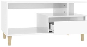 Mesa centro 90x49x45 cm derivados de madeira branco brilhante