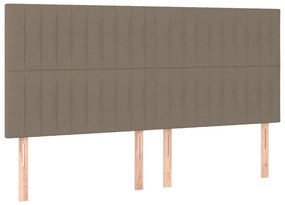 Cabeceira cama c/ LED tecido 180x5x118/128 cm cinza-acastanhado