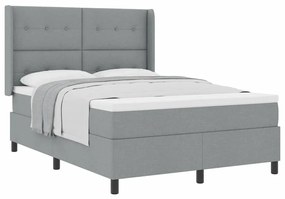 Cama Box com Colchão Cinza Claro, 140x190 cm, Tecido