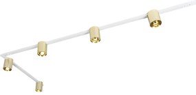 Sistema de calhas dourado e branco com 5 focos monofásicos - Rondoo Up