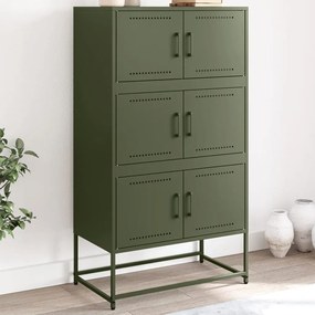vidaXL Aparador 68,5x38,5x123,5 cm aço verde azeitona