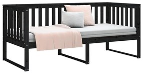 Sofá-cama 90x190 cm madeira de pinho maciça preto