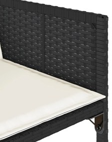 17 pcs conjunto de jantar p/ jardim c/ almofadões vime PE preto
