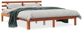 vidaXL Cama sem colchão 160x200 cm madeira pinho maciço castanho-mel
