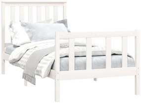 Cama sem colchão 100x200 cm madeira de pinho maciça branco
