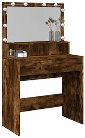 Toucador com LED 80x41x134,5 cm cor carvalho fumado