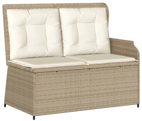 5 pcs conjunto lounge p/ jardim com almofadões vime PE bege