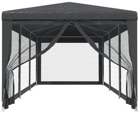 Tenda festas c/ 8 paredes laterais em rede 3x9 m PEAD antracite