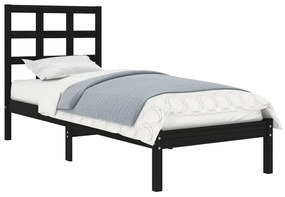 Estrutura cama pequena solteiro 75x190 cm madeira maciça preto