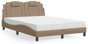 Cama com colchão 140x200 cm couro artificial cappuccino