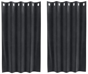 Cortinas Blackout vidaXL com Ilhós 2 pcs Cinza Escuro Veludo