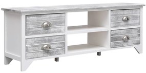 vidaXL Móvel de TV 108x30x40 cm madeira paulownia branco e cinzento