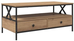 Mesa de centro com gaveta carvalho artisiano 100 x 51 x 45 cm