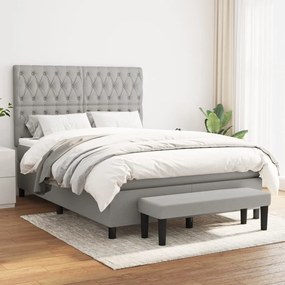 vidaXL Cama com molas/colchão 140x200 cm tecido cinzento-claro