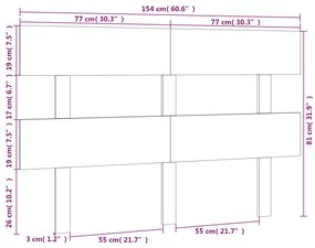 Cabeceira de cama 154 x 3 x 81 cm pinho maciço castanho mel