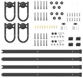 Kit de ferragens para porta deslizante 400 cm aço preto