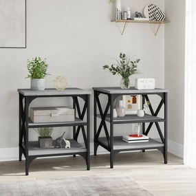 Mesas de apoio 2 pcs 40x42x50 cm derivados madeira cinza sonoma