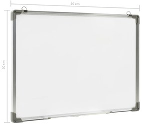 Quadro de escrita magnético 90x60 cm aço branco