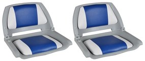 Assentos barco 2 pcs encosto dobrável azul/branco 41x51x48 cm