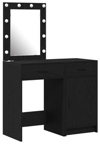 Conjunto de Mesa de Toucador 2 Peças com LED de Carvalho Preto Engenha