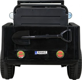 Jipe elétrico para Crianças Retro Military 12V 4x4, Rodas de EVA Preto