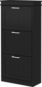 Sapateira armário com 3 portas basculantes para 15 pares, prateleiras ajustáveis, 54 x 24 x 117,5 cm, preto