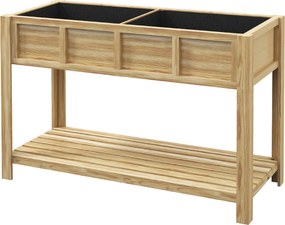 Floreira com pés, divisória removível, prateleira, insertos de rega e feltro de drenagem – 115 x 46 x 75 cm