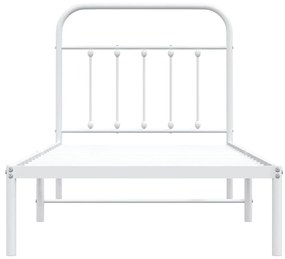 Estrutura de cama com cabeceira 90x190 cm metal branco