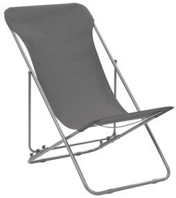 Cadeiras de praia dobráveis 2 pcs aço e tecido oxford cinzento