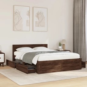 vidaXL Estrutura cama c/ cabeceira derivados madeira carvalho castanho