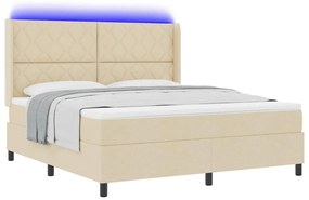 Cama Box com Colchão e LED Creme 180x200 cm Tecido