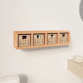 Prateleira de parede com cestos 62x18x16 cm nogueira maciça