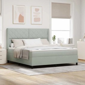 Cama Box com Colchão e Luz LED Cinza Claro 180x200 cm Veludo