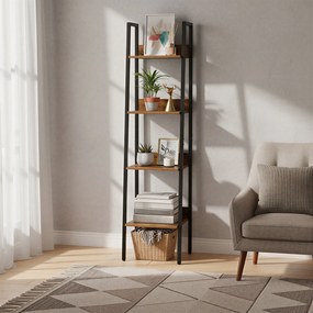 Estante com 4 níveis 29,9 x 33,8 x 141 cm castanho e preta