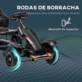 Kart a Pedais para Crianças com Assento Ajustável Pneus de Goma Travão de Mão para Crianças de 5-12 Anos 121x58x61 cm Branco