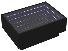 Mesa de centro c/ LEDs 70x50x30 cm derivados de madeira preto