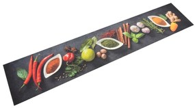 vidaXL Tapete de cozinha lavável 60x300 cm veludo padrão especiarias