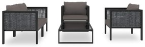 5 pcs conjunto lounge de jardim c/ almofadões vime PE antracite
