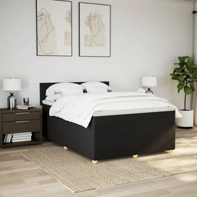 Cama com molas/colchão 140x200 cm tecido preto