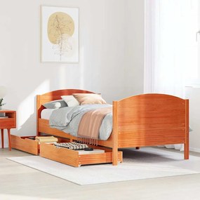 vidaXL Cama sem colchão 75x190 cm madeira de pinho maciça castanho-mel
